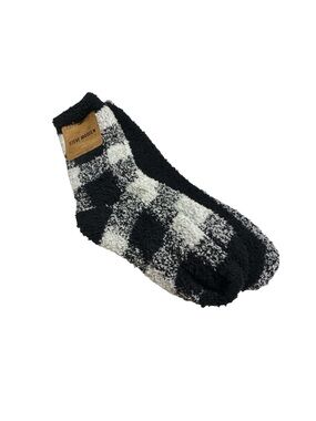 Steve Madden Black & White Check Plush Ankle Socks